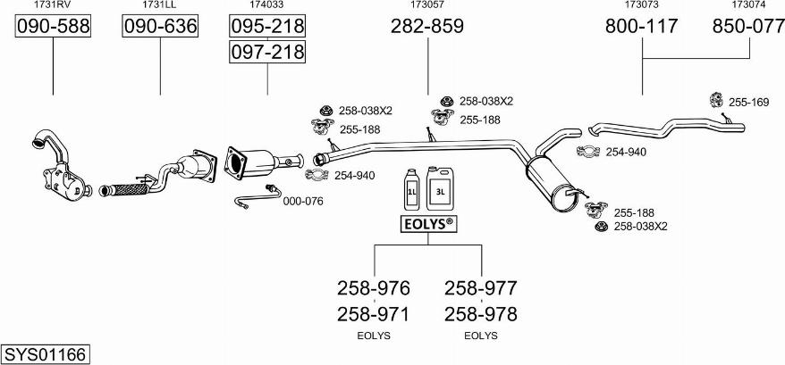 Bosal SYS01166 - Sistem de esapament allinparts.ro
