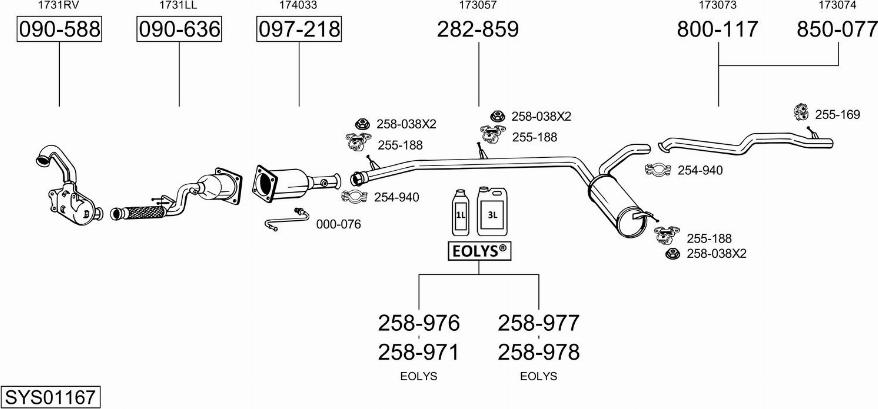 Bosal SYS01167 - Sistem de esapament allinparts.ro