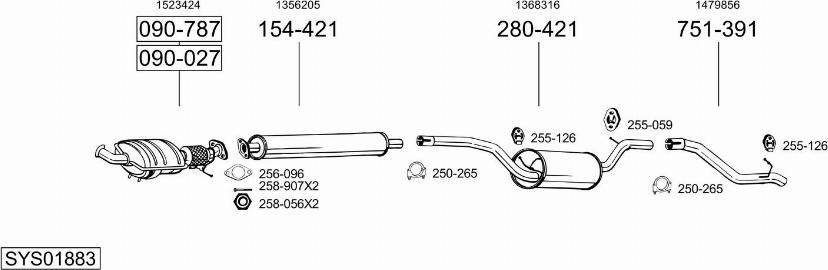Bosal SYS01883 - Sistem de esapament - allinparts.ro