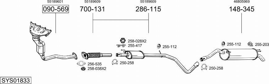 Bosal SYS01833 - Sistem de esapament - allinparts.ro