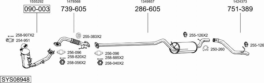Bosal SYS08948 - Sistem de esapament - allinparts.ro