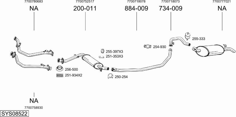 Bosal SYS08522 - Sistem de esapament - allinparts.ro