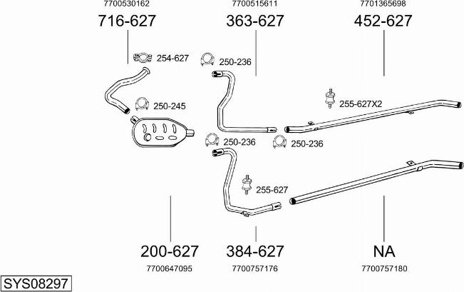 Bosal SYS08297 - Sistem de esapament allinparts.ro
