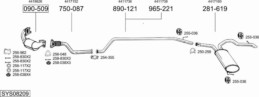 Bosal SYS08209 - Sistem de esapament - allinparts.ro