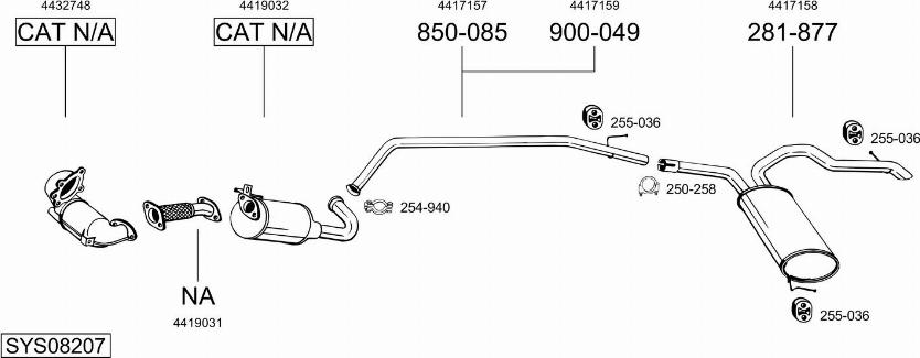 Bosal SYS08207 - Sistem de esapament - allinparts.ro