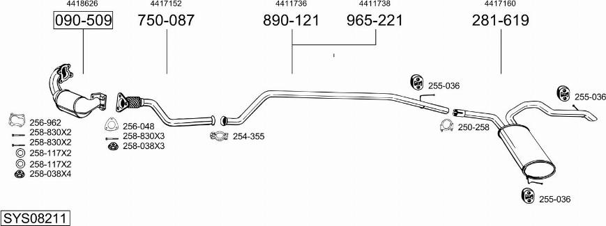 Bosal SYS08211 - Sistem de esapament - allinparts.ro