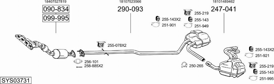 Bosal SYS03731 - Sistem de esapament - allinparts.ro
