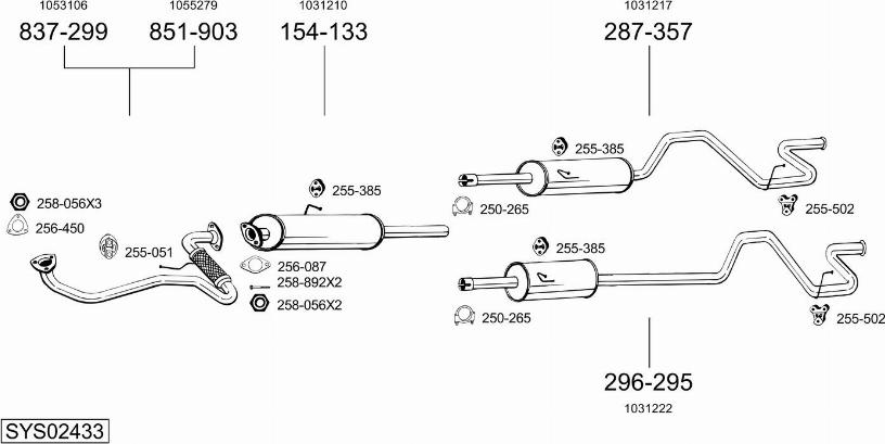 Bosal SYS02433 - Sistem de esapament allinparts.ro