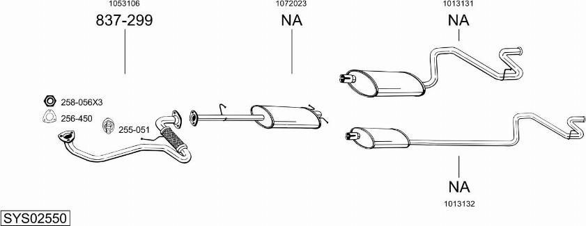 Bosal SYS02550 - Sistem de esapament allinparts.ro