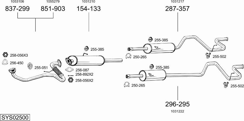 Bosal SYS02500 - Sistem de esapament allinparts.ro
