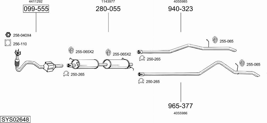 Bosal SYS02648 - Sistem de esapament allinparts.ro