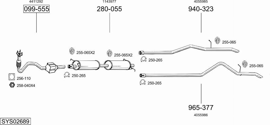 Bosal SYS02689 - Sistem de esapament allinparts.ro