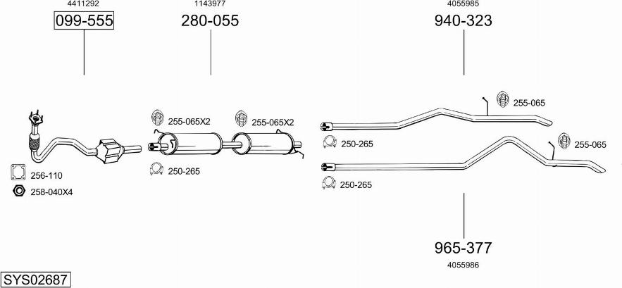 Bosal SYS02687 - Sistem de esapament - allinparts.ro