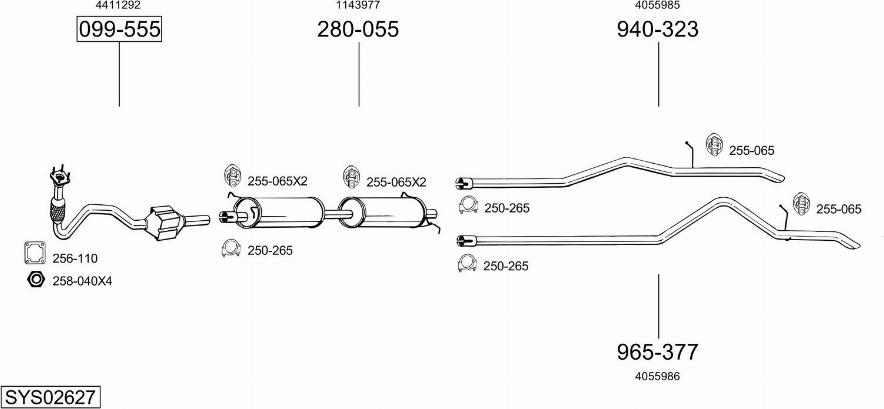 Bosal SYS02627 - Sistem de esapament allinparts.ro
