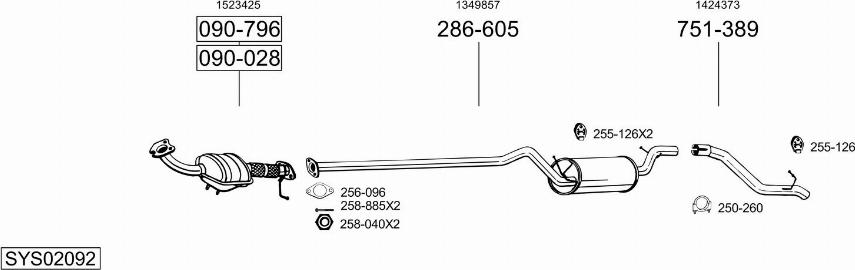 Bosal SYS02092 - Sistem de esapament - allinparts.ro