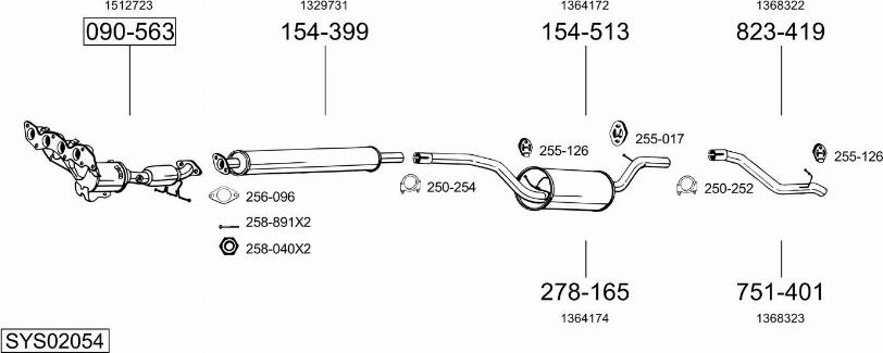Bosal SYS02054 - Sistem de esapament - allinparts.ro
