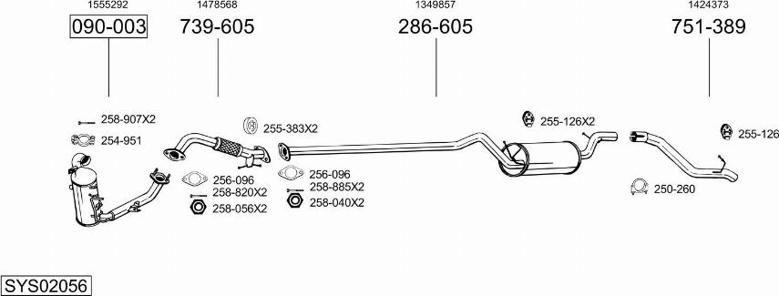 Bosal SYS02056 - Sistem de esapament allinparts.ro