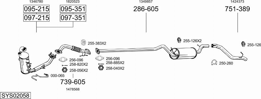 Bosal SYS02058 - Sistem de esapament allinparts.ro