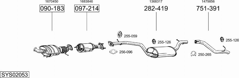 Bosal SYS02053 - Sistem de esapament - allinparts.ro