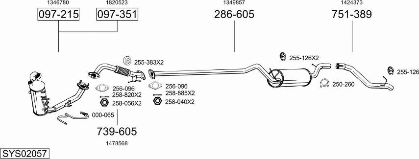 Bosal SYS02057 - Sistem de esapament allinparts.ro