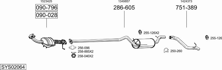 Bosal SYS02064 - Sistem de esapament - allinparts.ro