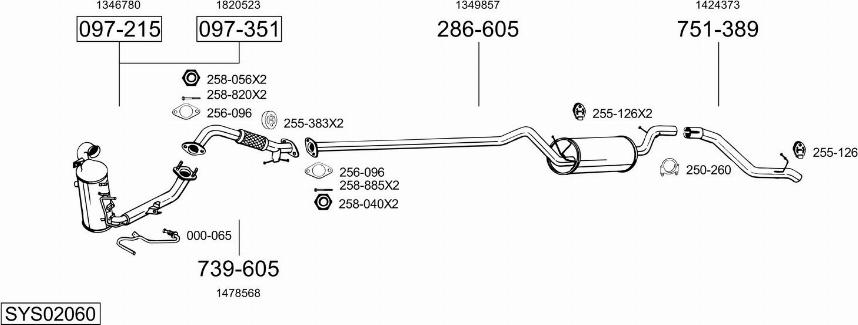 Bosal SYS02060 - Sistem de esapament - allinparts.ro