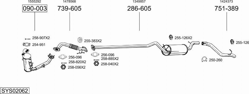 Bosal SYS02062 - Sistem de esapament - allinparts.ro