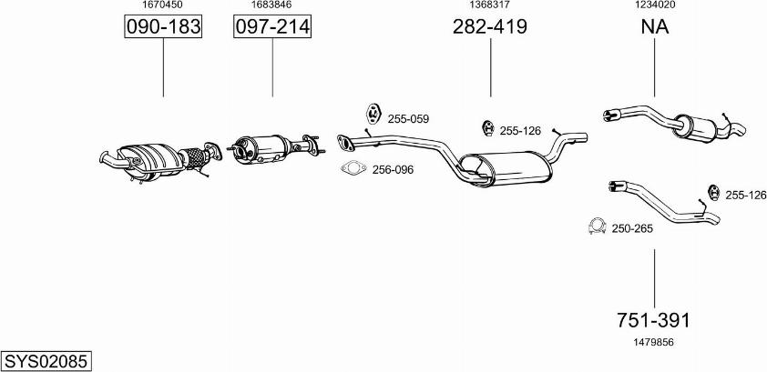 Bosal SYS02085 - Sistem de esapament - allinparts.ro