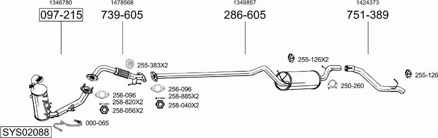 Bosal SYS02088 - Sistem de esapament - allinparts.ro