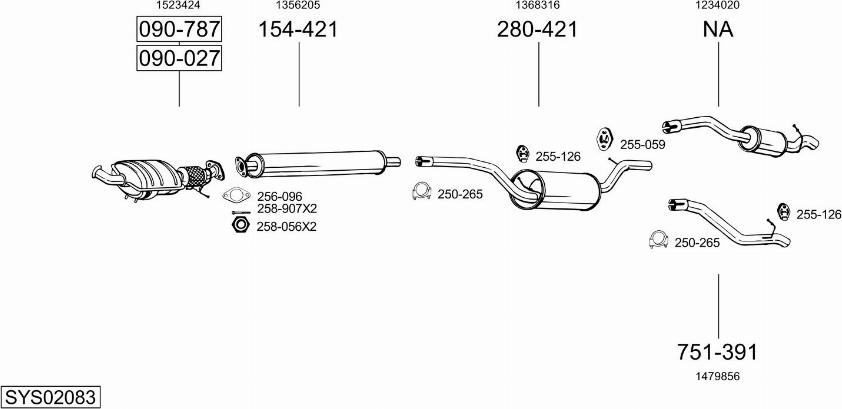 Bosal SYS02083 - Sistem de esapament - allinparts.ro