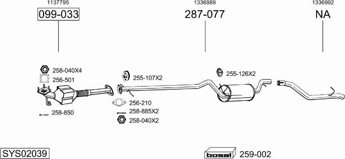 Bosal SYS02039 - Sistem de esapament - allinparts.ro