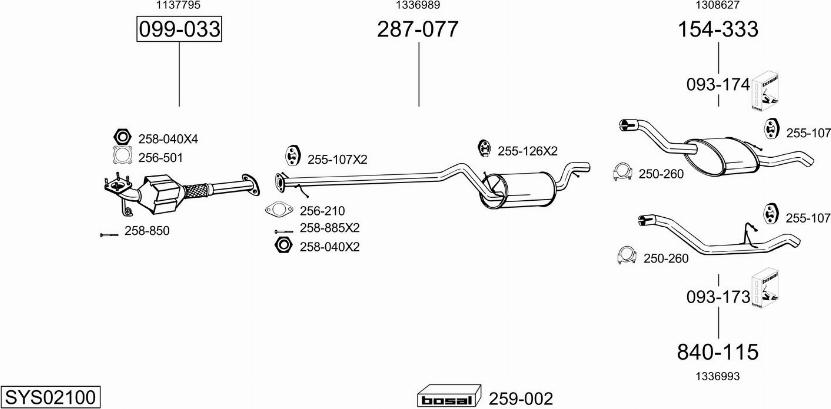 Bosal SYS02100 - Sistem de esapament - allinparts.ro