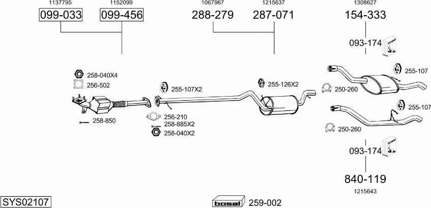 Bosal SYS02107 - Sistem de esapament allinparts.ro