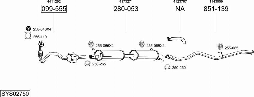 Bosal SYS02750 - Sistem de esapament allinparts.ro