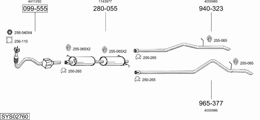Bosal SYS02760 - Sistem de esapament allinparts.ro