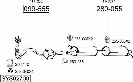 Bosal SYS02700 - Sistem de esapament allinparts.ro