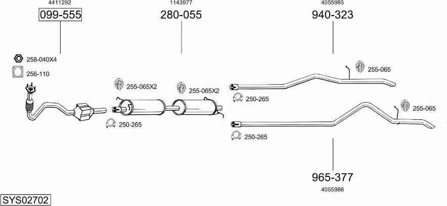 Bosal SYS02702 - Sistem de esapament allinparts.ro