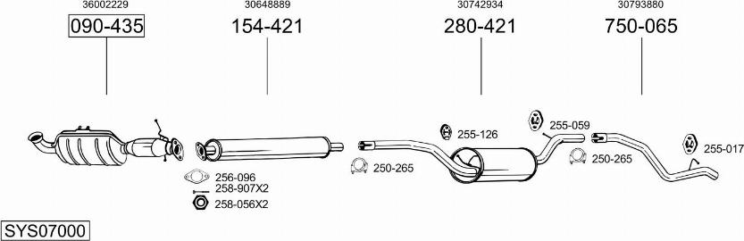 Bosal SYS07000 - Sistem de esapament - allinparts.ro