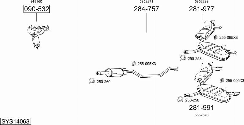 Bosal SYS14068 - Sistem de esapament - allinparts.ro