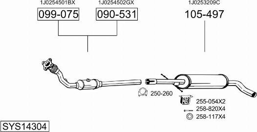Bosal SYS14304 - Sistem de esapament - allinparts.ro
