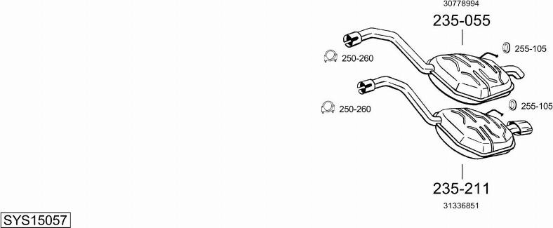 Bosal SYS15057 - Sistem de esapament allinparts.ro