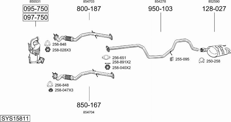 Bosal SYS15811 - Sistem de esapament - allinparts.ro