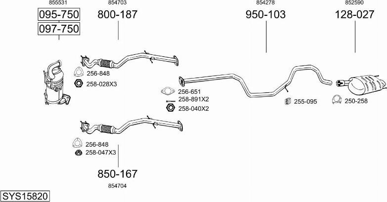 Bosal SYS15820 - Sistem de esapament - allinparts.ro