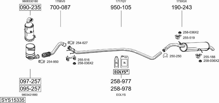 Bosal SYS15335 - Sistem de esapament - allinparts.ro