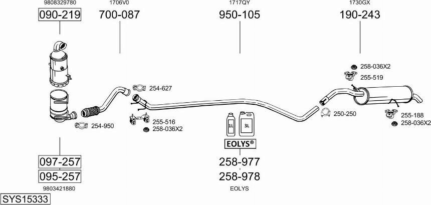 Bosal SYS15333 - Sistem de esapament - allinparts.ro