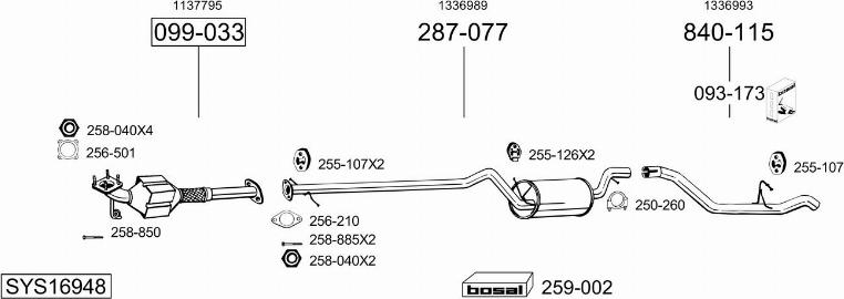Bosal SYS16948 - Sistem de esapament - allinparts.ro