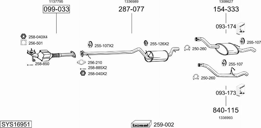 Bosal SYS16951 - Sistem de esapament - allinparts.ro