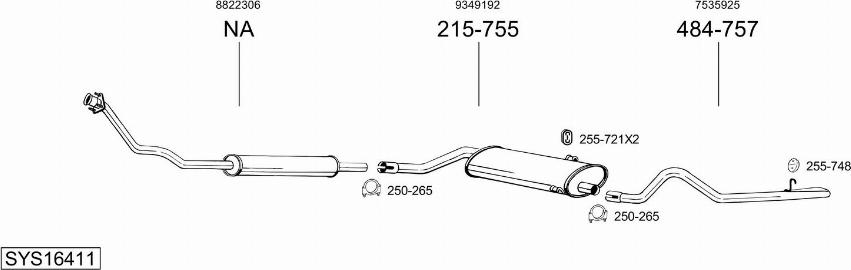 Bosal SYS16411 - Sistem de esapament - allinparts.ro