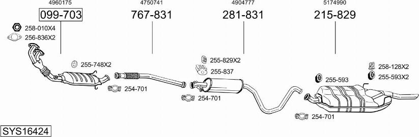 Bosal SYS16424 - Sistem de esapament allinparts.ro