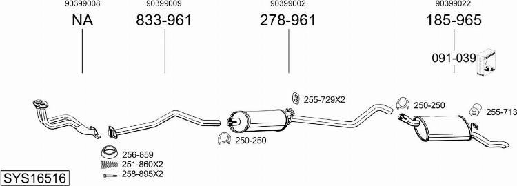 Bosal SYS16516 - Sistem de esapament - allinparts.ro
